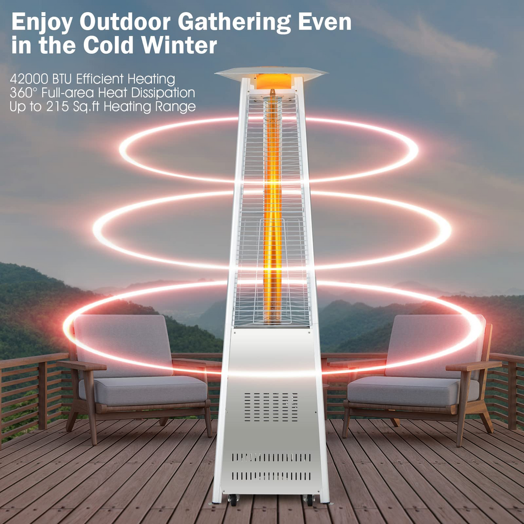 Outdoor Heater with Tip-Over &amp; Flameout Protection for Backyard, Garden (Silver)