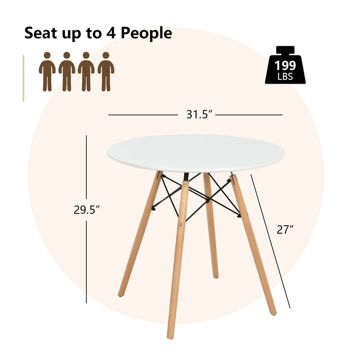 Giantex Dining Table, Round Dining Room Table with Solid Beech Wood Legs