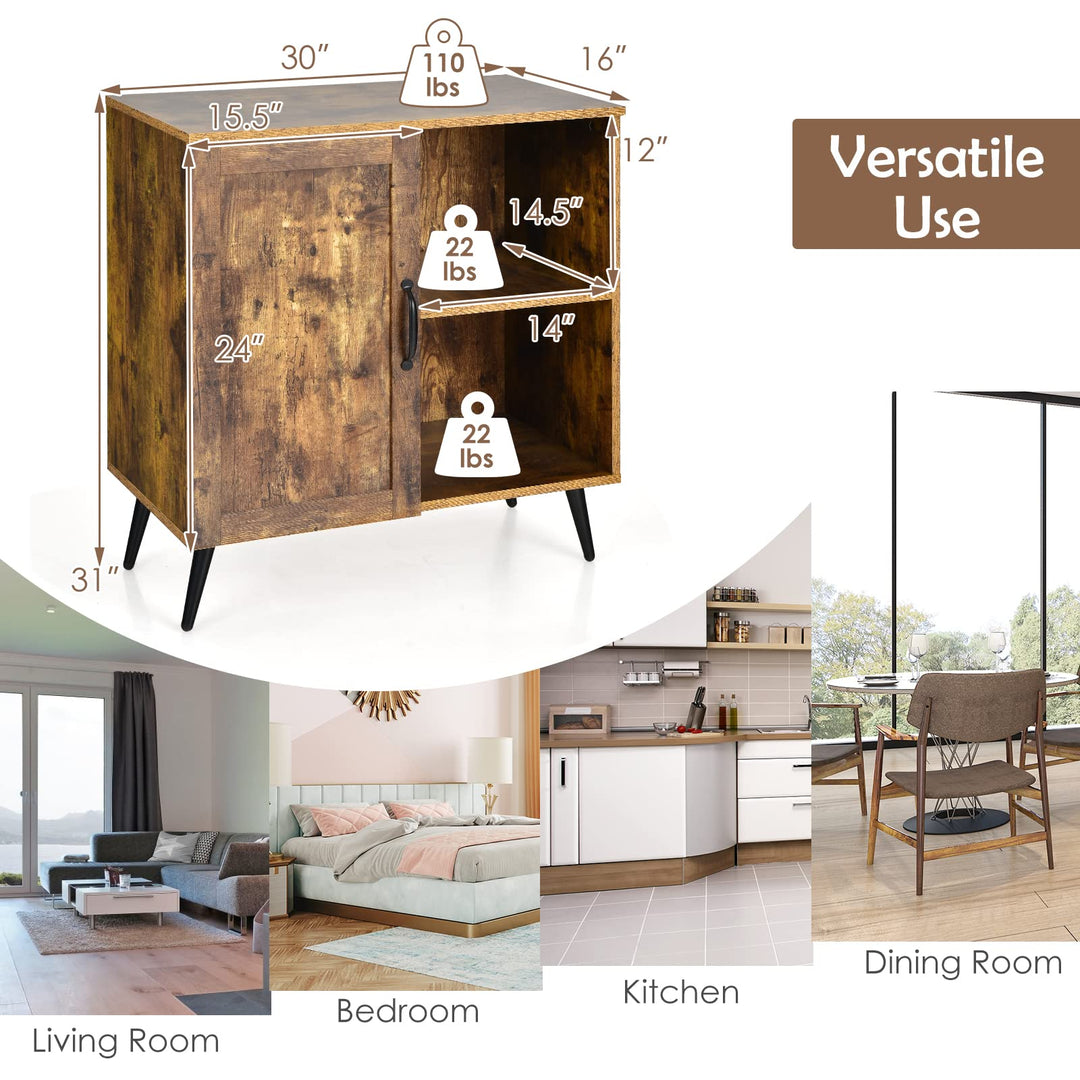 Giantex Mid-Century Storage Cabinet, Buffet Sideboard with Single Door &amp; Adjustable Shelves