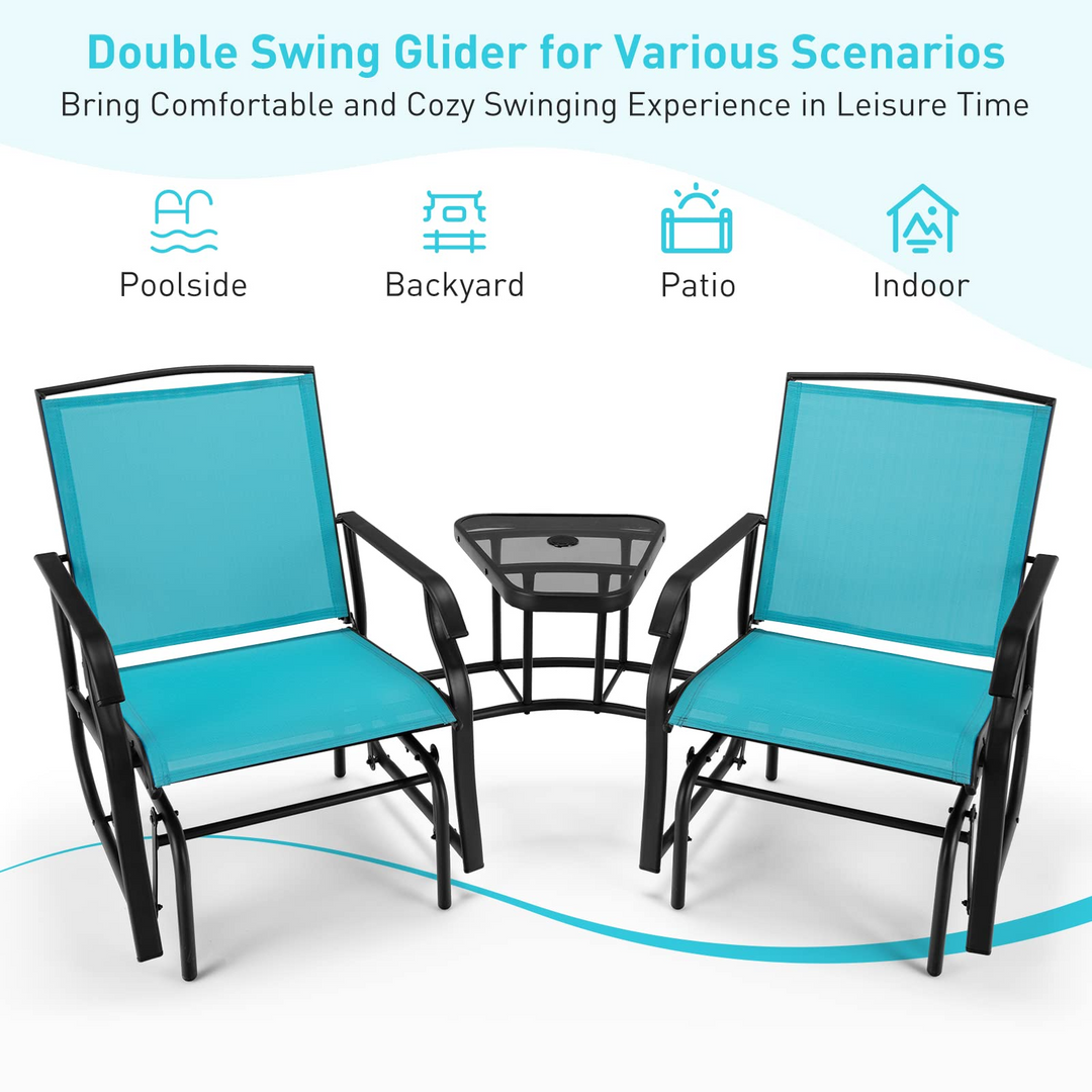 Giantex Outdoor Glider Chairs with Table &amp; Umbrella Hole