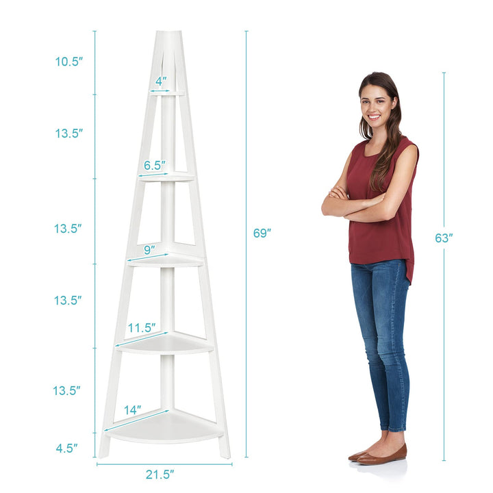 5-Tier Corner Bookcase Ladder Bookshelf Plant Stand Home Office Furniture