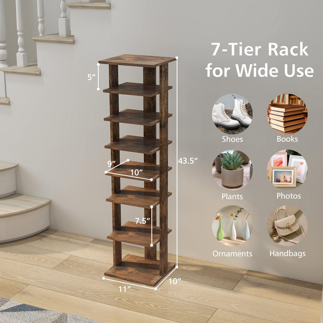 Giantex 8-Tier Vertical Shoe Rack, Corner Shoe Storage Organizer for 7 Pairs, Freestanding Narrow Shoe Rack