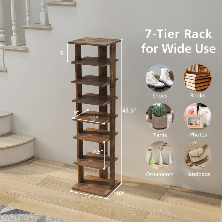 Giantex 8-Tier Vertical Shoe Rack, Corner Shoe Storage Organizer for 7 Pairs, Freestanding Narrow Shoe Rack