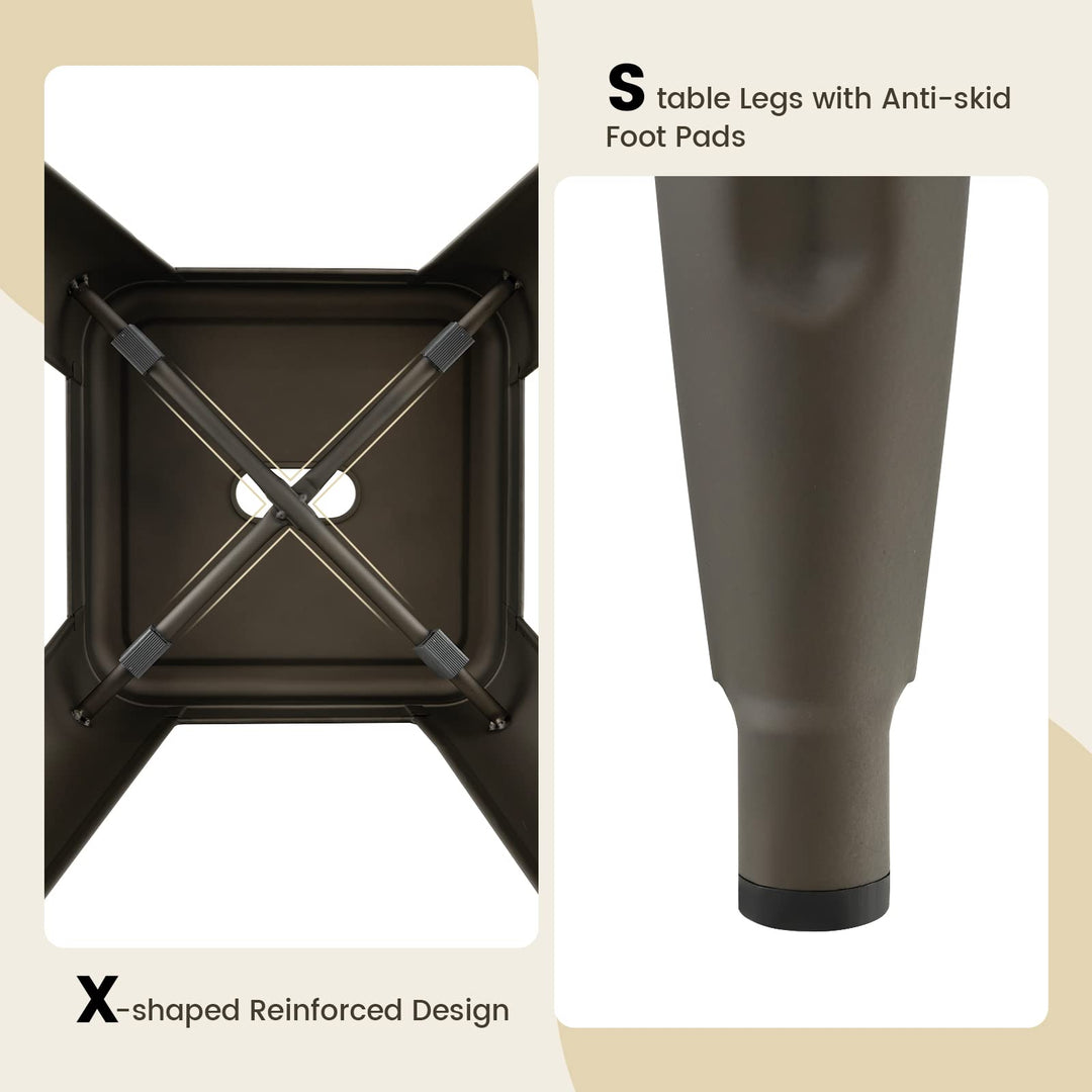 Bar Stools Set of 4, 24” or 30" Stackable Metal Stools with Square Seat &amp; Handing Hole, X-shaped Reinforced Design