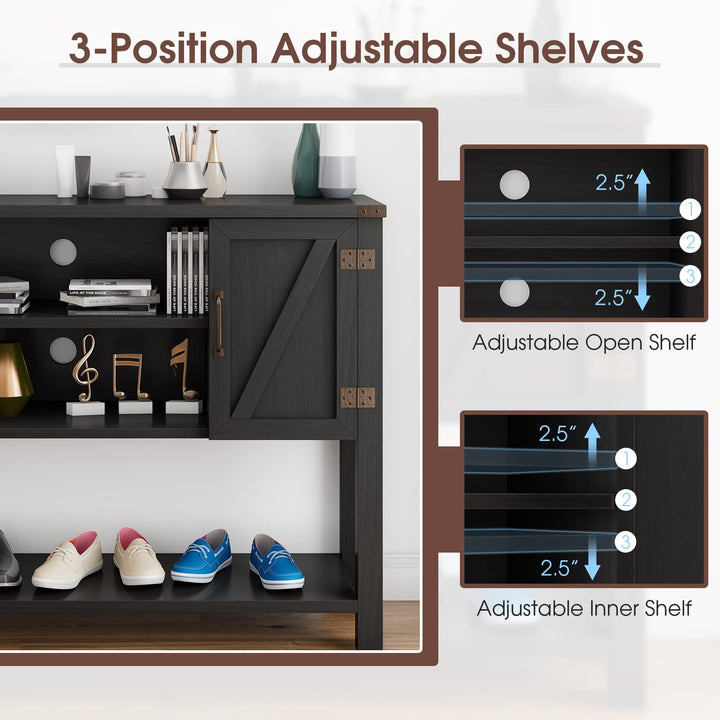 Giantex Buffet Sideboard, Farmhouse Wood Cupboard w/ 2 Storage Cabinets &amp; 2-Tier Open Shelf