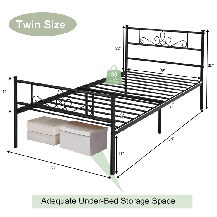 King/Queen/Full/Twin Size Mattress Foundation w/Heavy Duty Steel Slat Support, No Box Spring Needed