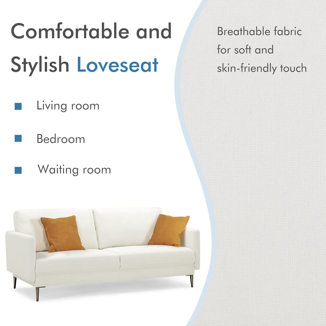 Giantex Sofa Couch, for Bedroom, Reception Rooms, Chair &amp; Loveseat(Grey &amp; White)
