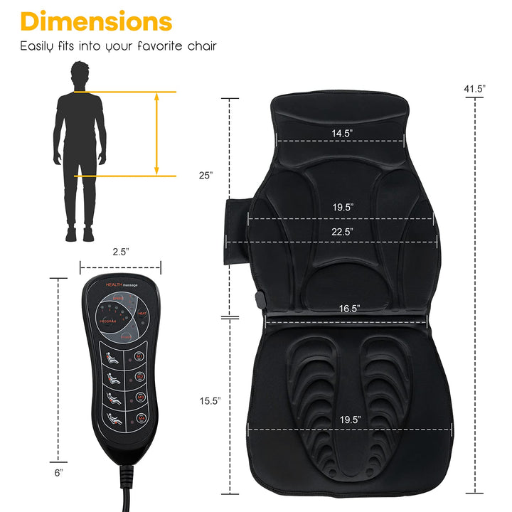 Giantex Back Massager for Back Pain, Chair Massage Pad Shiatsu Massage Seat with 10 Vibration Motors