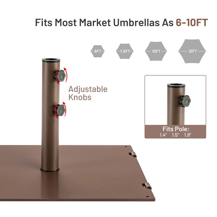 Giantex Patio Umbrella with Base Stand, 10ft Solar Led Lights Outdoor Umbrella and 50 LBS Steel Umbrella Base Stand w/ Wheels