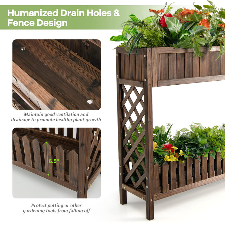 Giantex Planter Raised Bed, Elevated Potted Plant Rack(Brown)