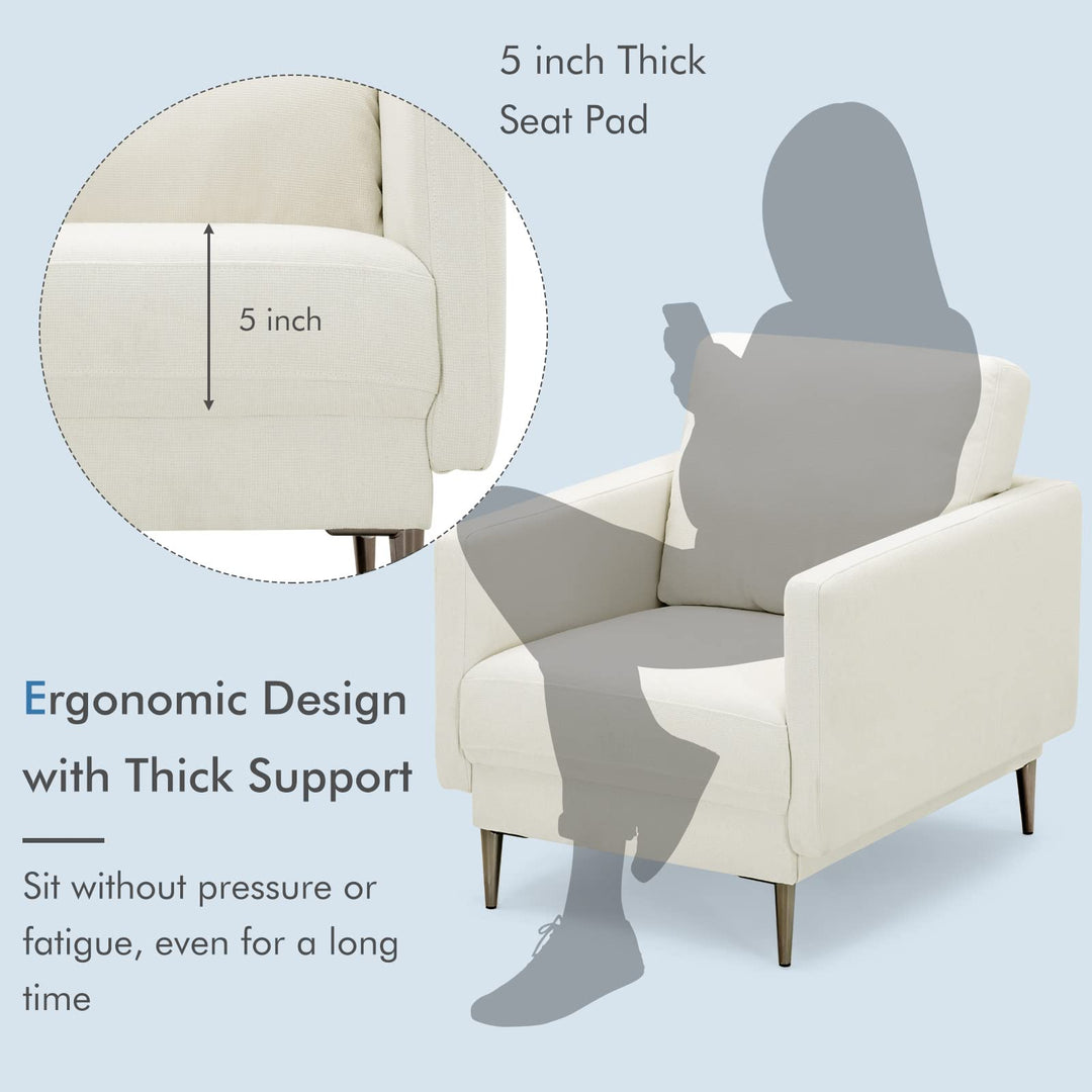 Giantex Sofa Couch, for Bedroom, Reception Rooms, Chair &amp; Loveseat(Grey &amp; White)