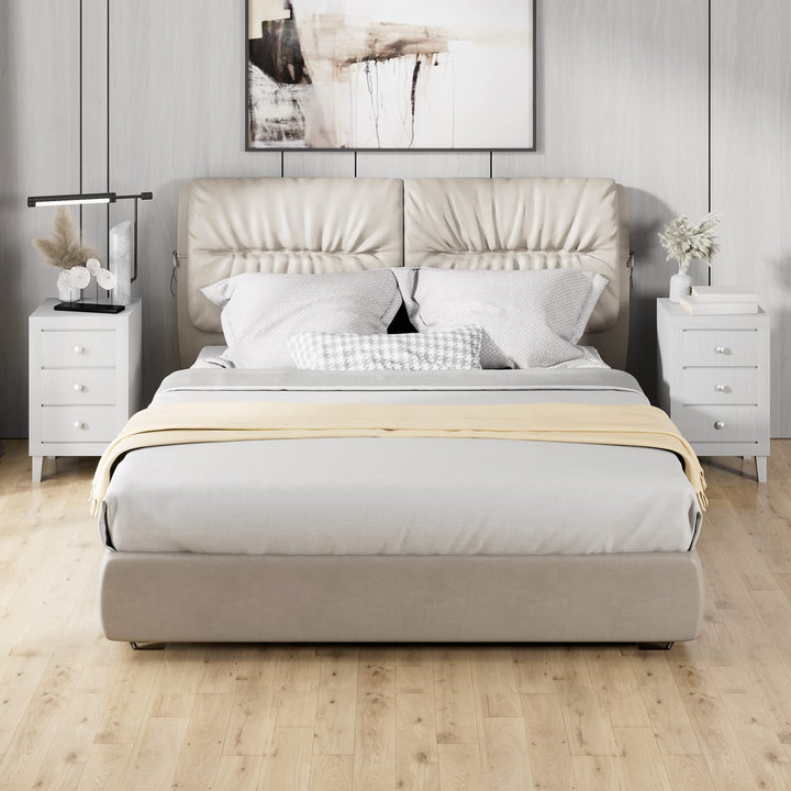 Giantex Nightstand with 3 Drawers, 26.5" Wood End Side Table w/Handles &amp; Rubber Solid Wood Legs