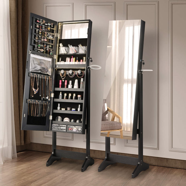 CHARMAID Jewelry Cabinet with 3-Color LED Light Strip