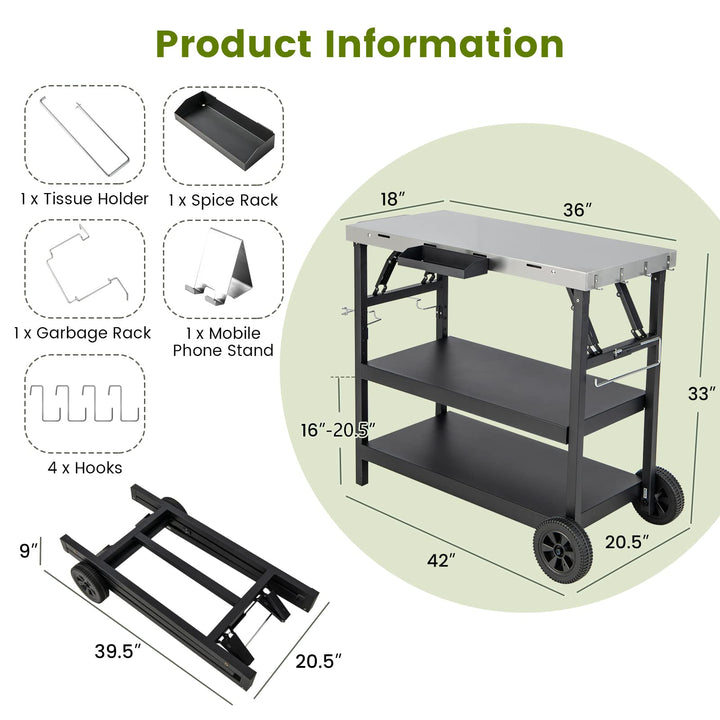 Giantex Outdoor Grill Cart with Wheels