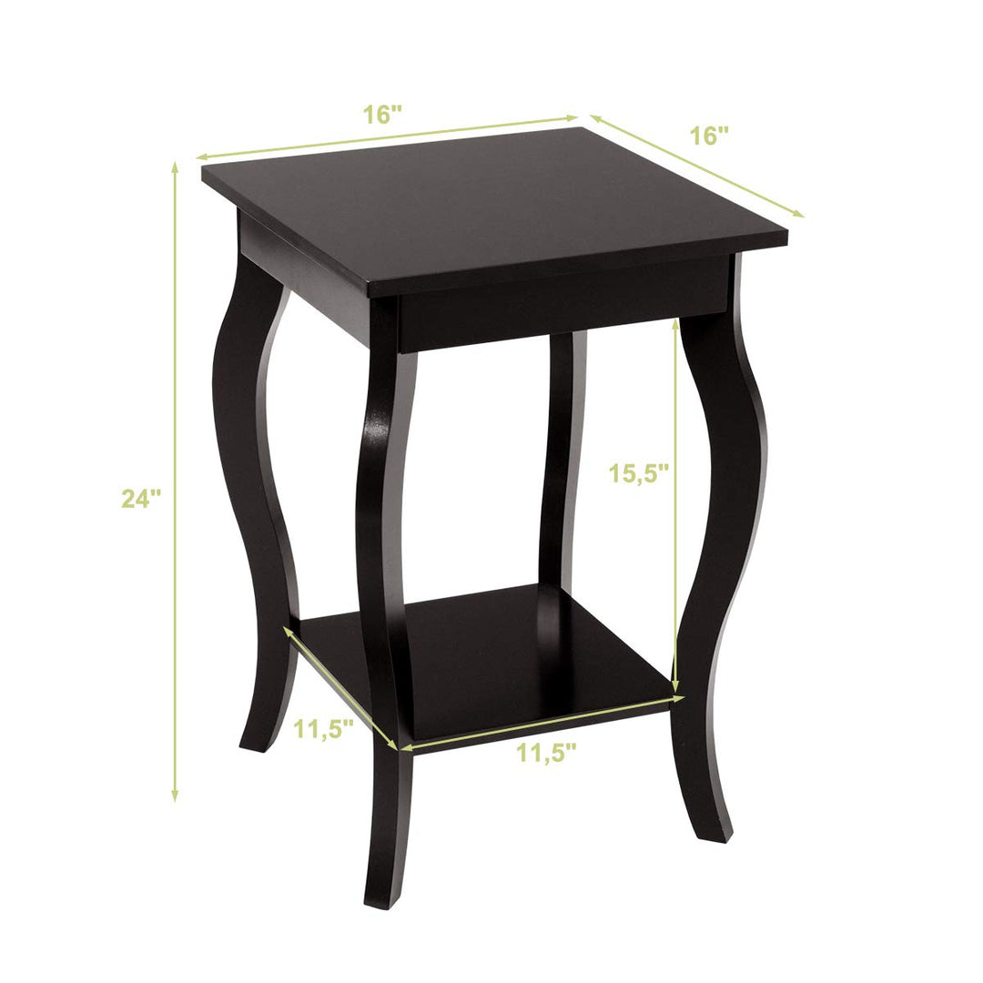 16" End Table W/Storage &amp; Shelf Curved Legs Home Furniture for Living Room
