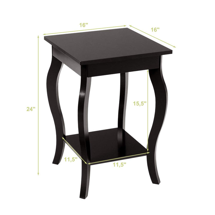 16" End Table W/Storage &amp; Shelf Curved Legs Home Furniture for Living Room
