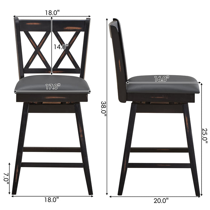 Giantex Bar Stool with Foot Rest Upholstered Cushion &amp; Ergonomic Backrest