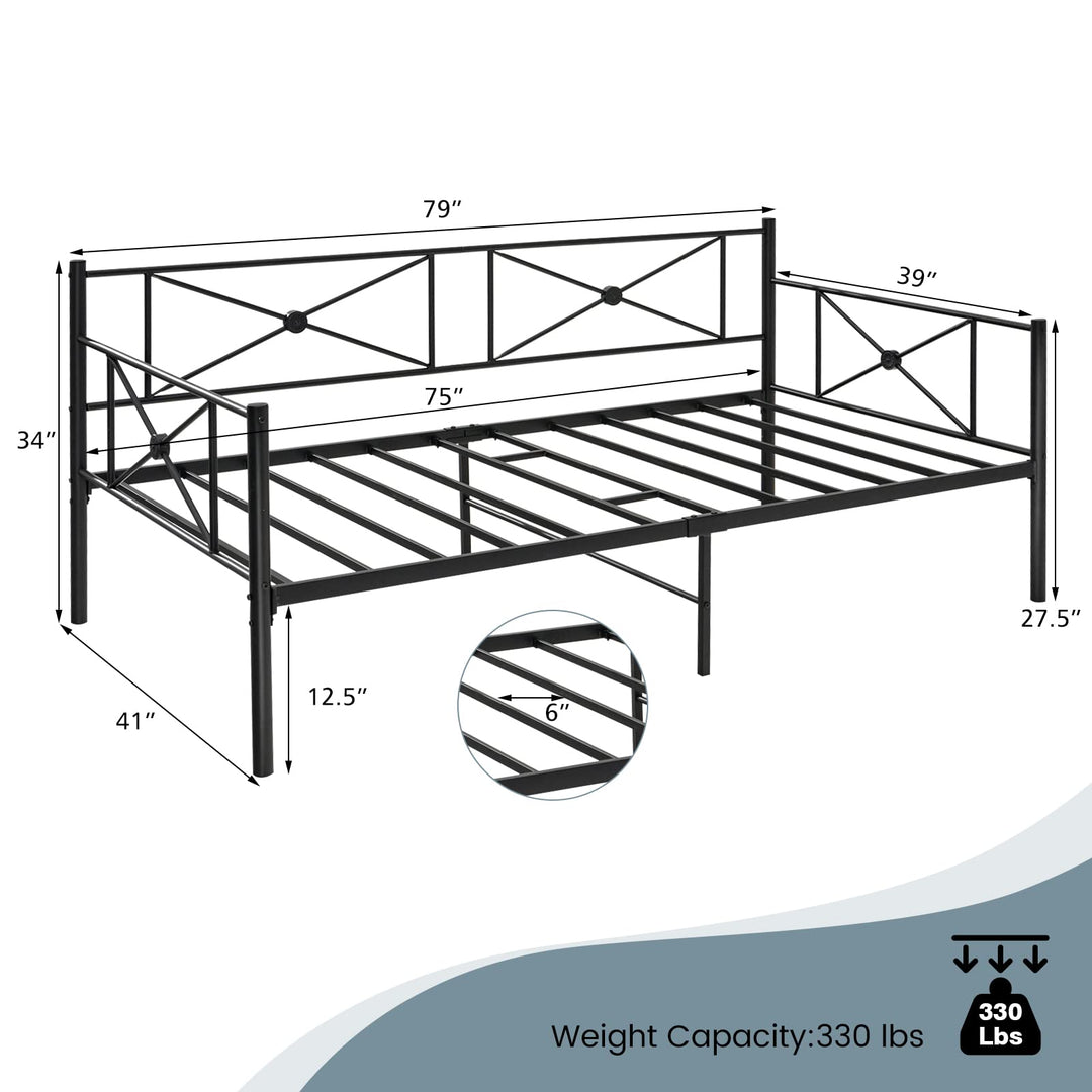 Giantex Metal Daybed Frame Twin Size, for Living Room Bedroom Guest Room, Easy Assembly, Black &amp; White