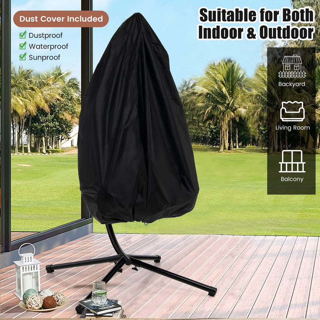 Giantex Egg Chair with Stand, Hanging Basket Chair Hammock Chair w/ Steel Stand Pillow Seat Cushion Rattan Basket &amp; Dust Cover