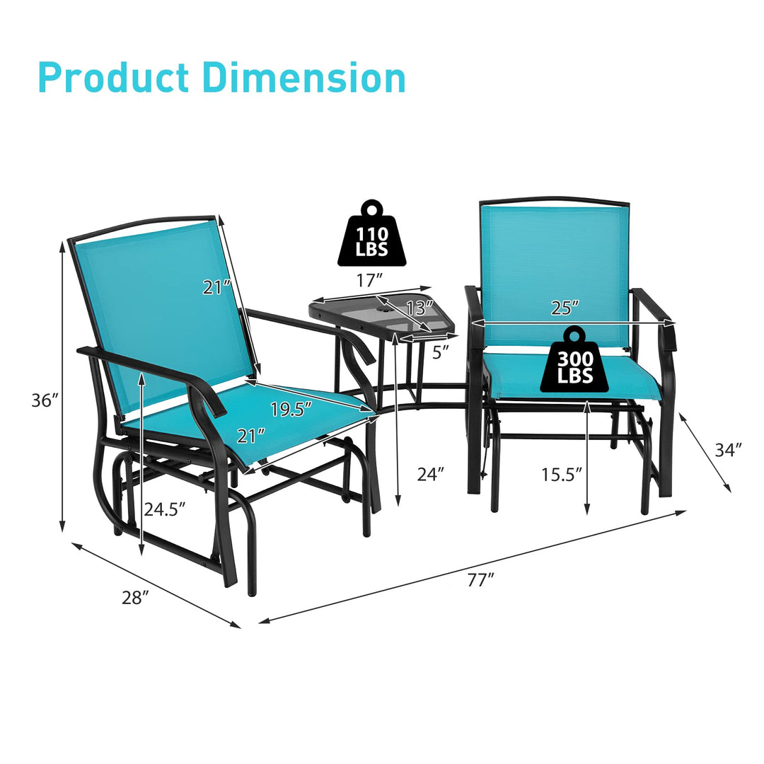 Giantex Outdoor Glider Chairs with Table &amp; Umbrella Hole