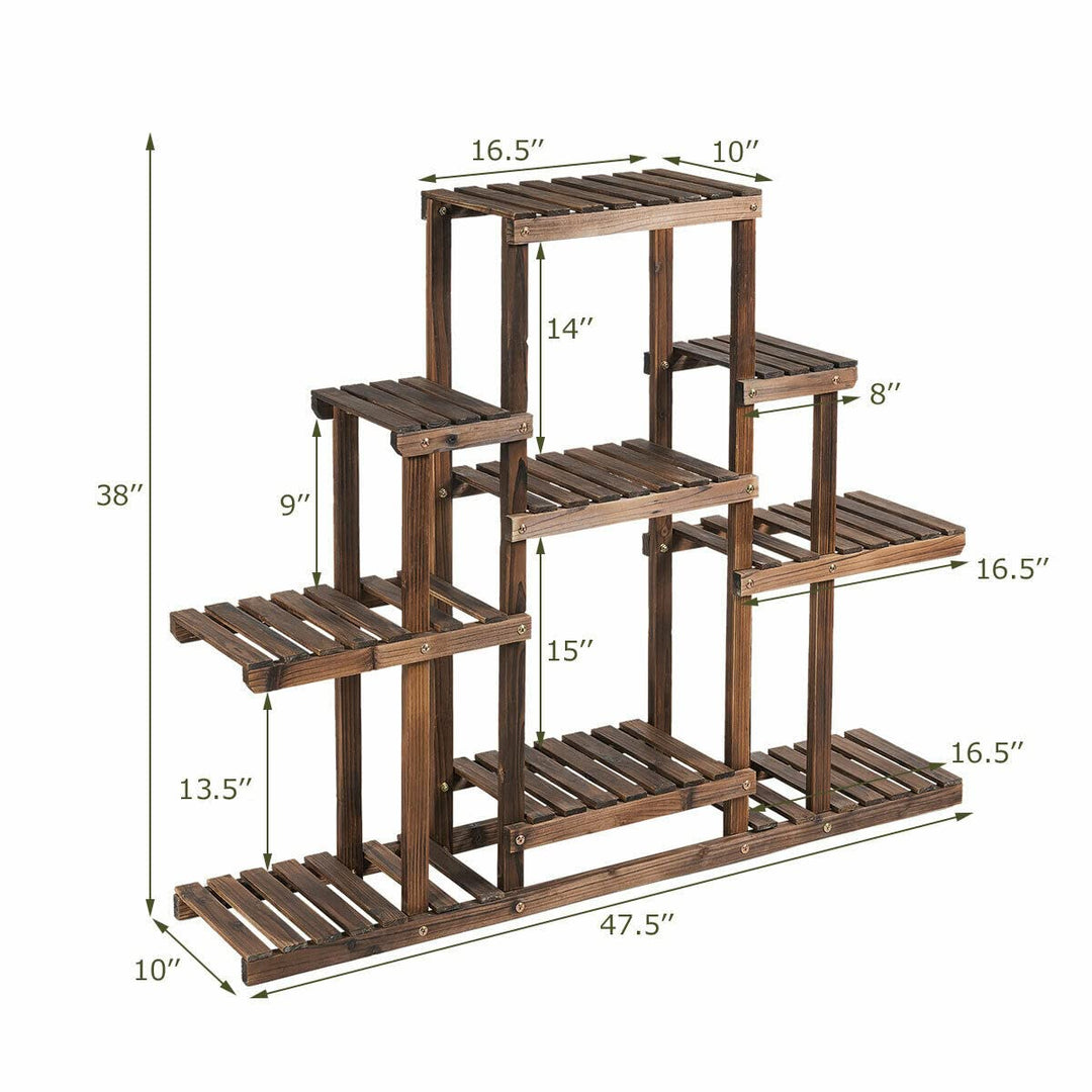 Giantex Flower Rack Wood Plant Stand Wood Shelves Bonsai Display Shelf