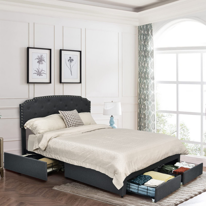 Giantex Queen/Full Upholstered Platform Bed Frame