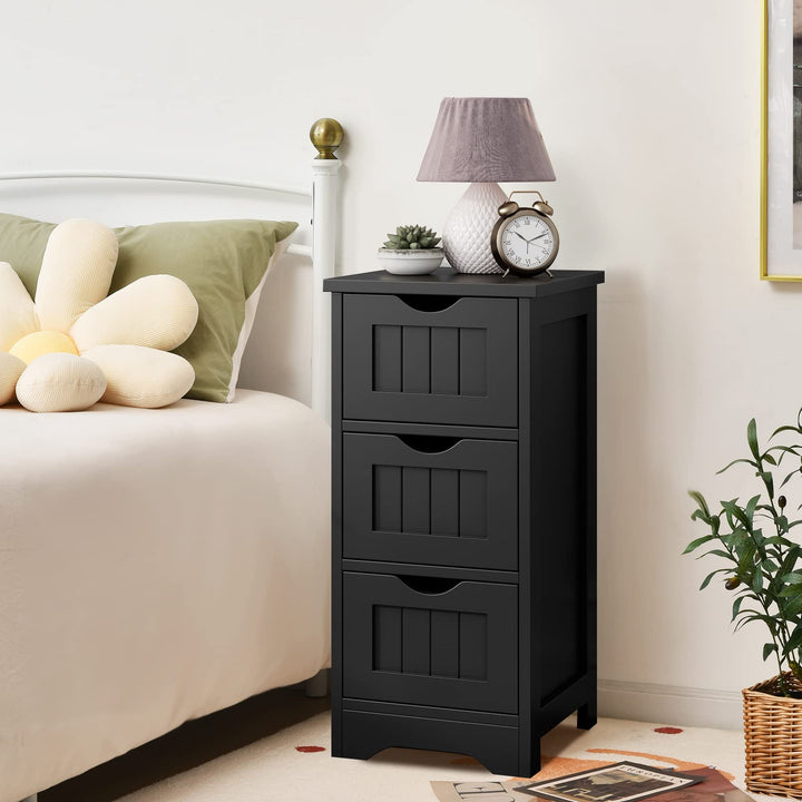Giantex Bathroom Floor Cabinet - Small Bathroom Storage Cabinet with 3 Removable Drawers
