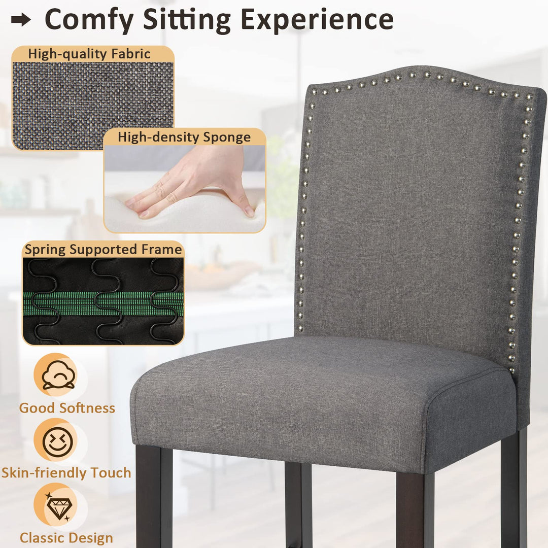 Giantex Bar Stools Set of 2, 25" Counter Height Bar Dining Chairs with Rubber Wood Legs