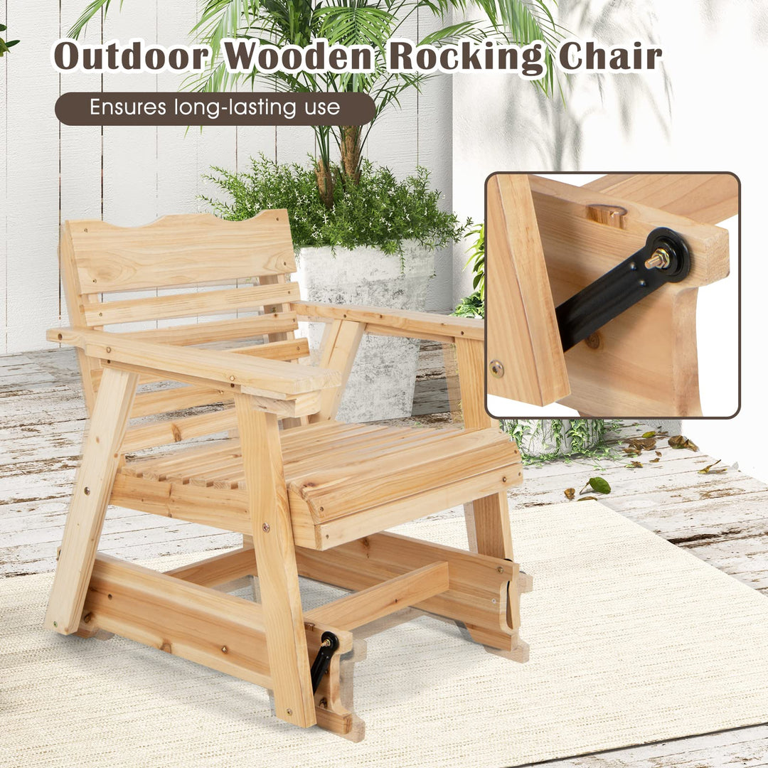 Giantex Outdoor Wood Rocking Chair with High Back and Widened Armrests