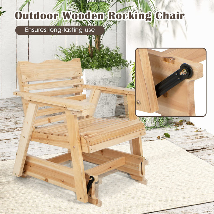 Giantex Outdoor Wood Rocking Chair with High Back and Widened Armrests