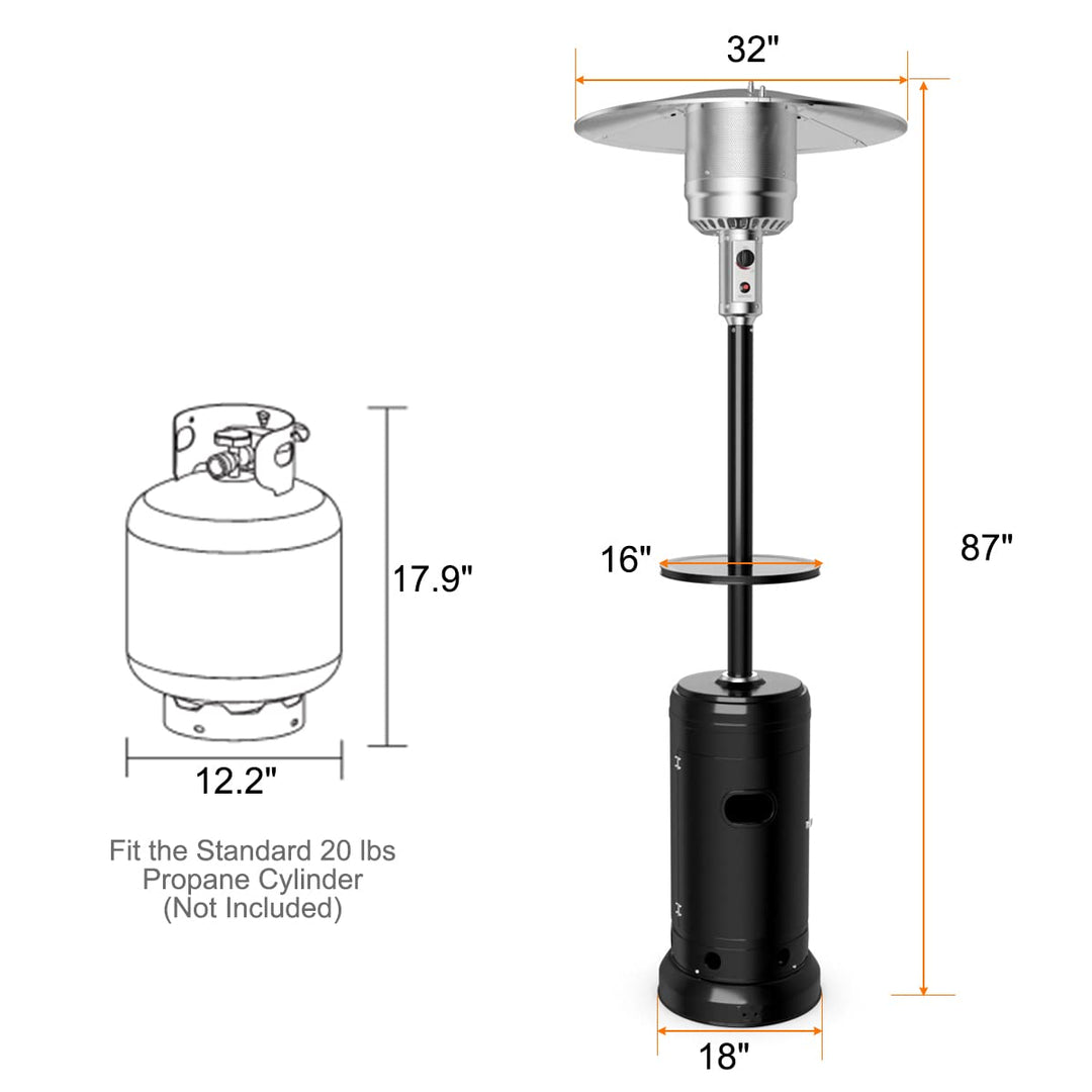 Giantex 50000 BTU Outdoor Propane Heater, Patio Heater with Height Adjustable Shelf Tabletop &amp; Wheels