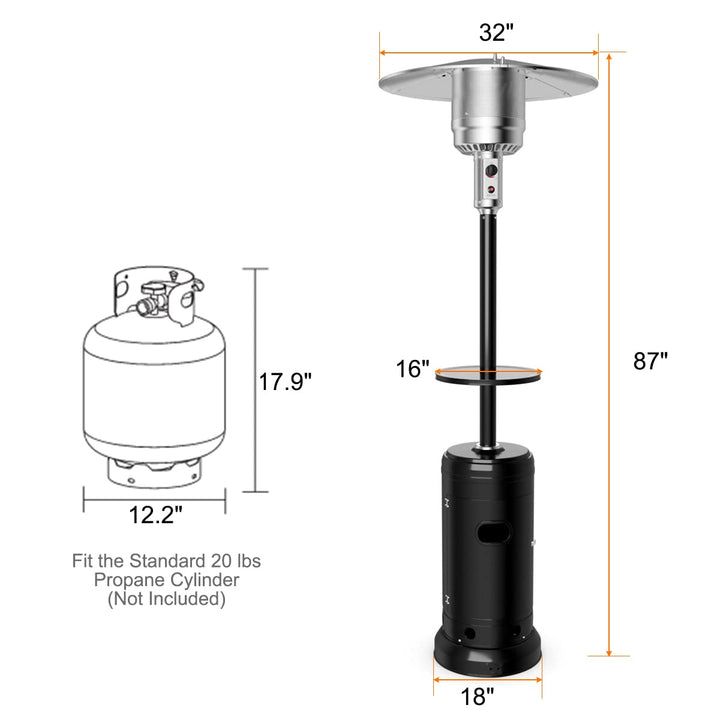 Giantex 50000 BTU Outdoor Propane Heater, Patio Heater with Height Adjustable Shelf Tabletop &amp; Wheels