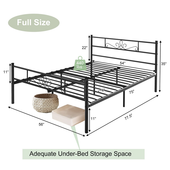 King/Queen/Full/Twin Size Mattress Foundation w/Heavy Duty Steel Slat Support, No Box Spring Needed
