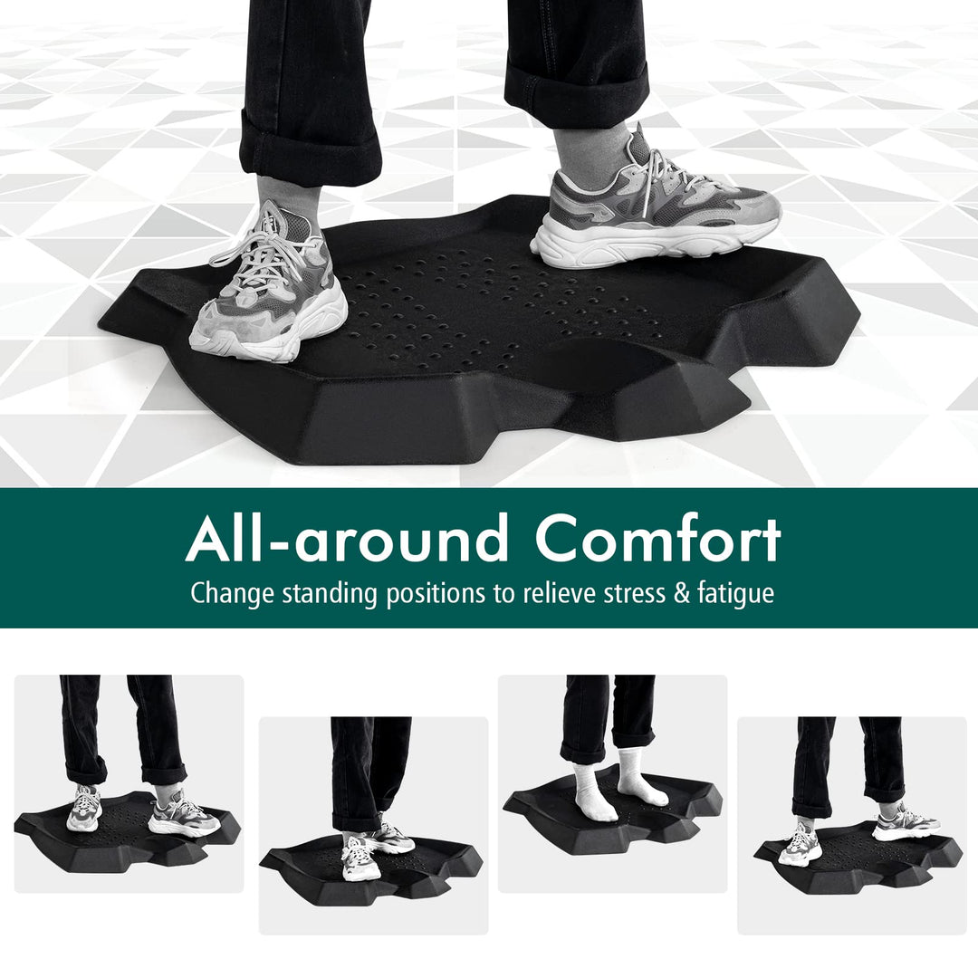 Giantex Anti Fatigue Mat, Not-Flat Standing Mat w/ Foot Massage Points Diverse Terrain &amp; Beveled Edges