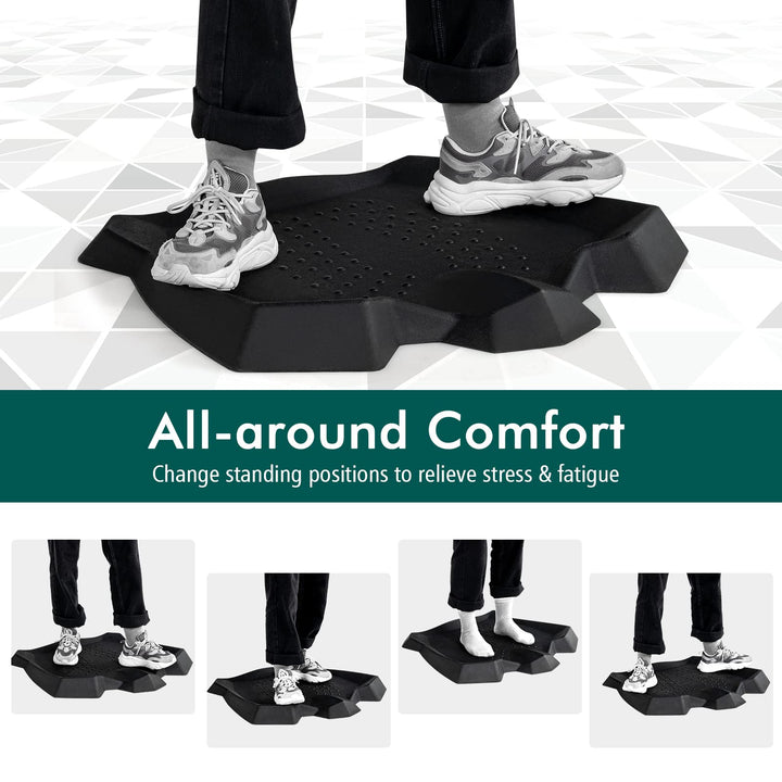 Giantex Anti Fatigue Mat, Not-Flat Standing Mat w/ Foot Massage Points Diverse Terrain &amp; Beveled Edges