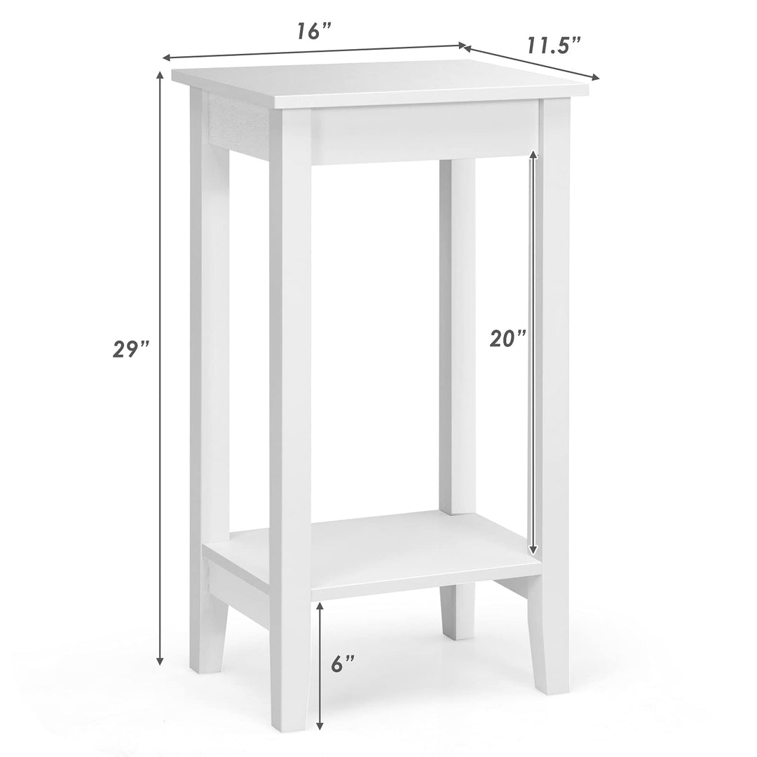 Giantex 2-Tier End Table Tall Nightstand, Simple Design Sofa Bedside Table