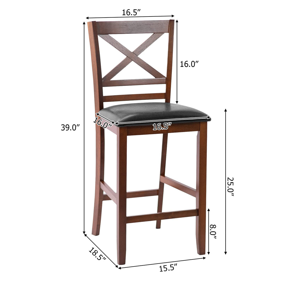 Giantex Modern 25” Counter Height Dining Pub Stools with X-Shaped Backrest, Soft Cushion &amp; Durable PU Seat