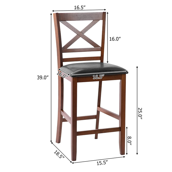 Giantex Modern 25” Counter Height Dining Pub Stools with X-Shaped Backrest, Soft Cushion &amp; Durable PU Seat