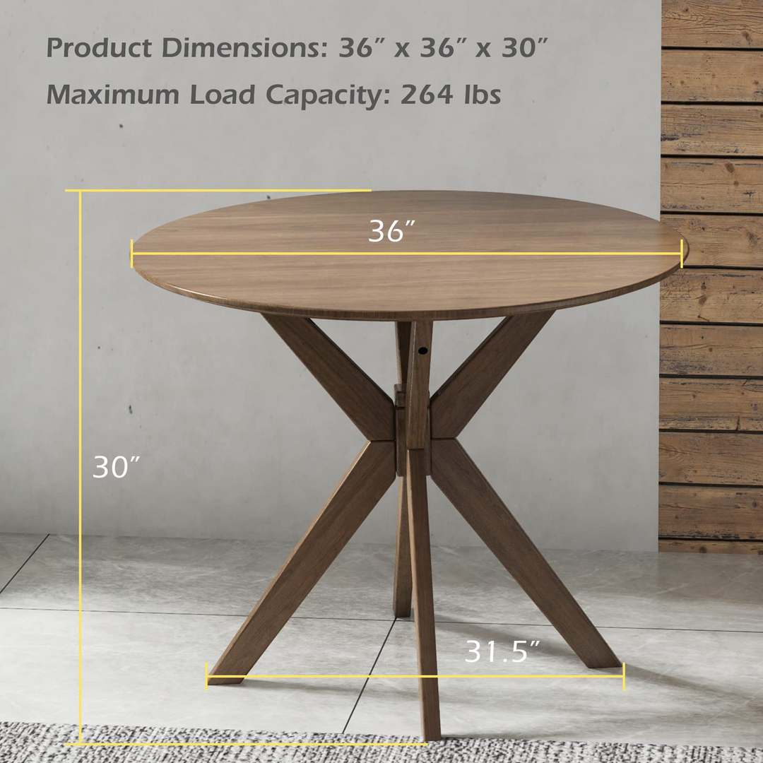 Giantex 36 Inch Round Wood Dining Table with Intersecting Pedestal Base