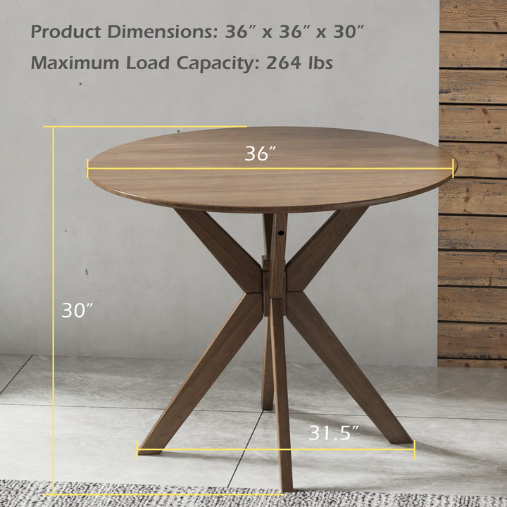 Giantex 36 Inch Round Wood Dining Table with Intersecting Pedestal Base