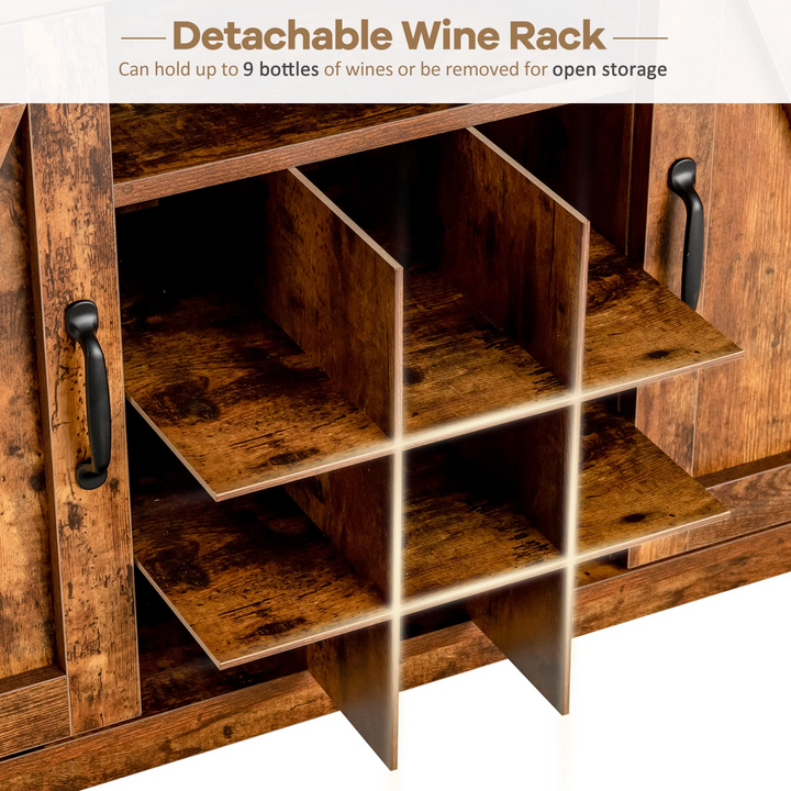 Giantex Buffet Sideboard, Farmhouse Kitchen Storage Cabinet, 9-Bottle Wine Rack &amp; 2 Door Cabinets
