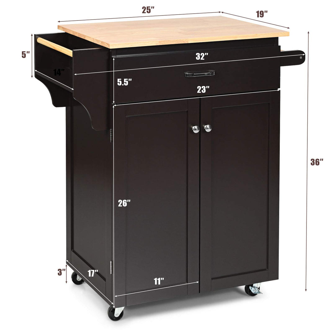 Giantex Rolling Kitchen Island, Kitchen Trolley Cart with Spice Rack, Large Drawer