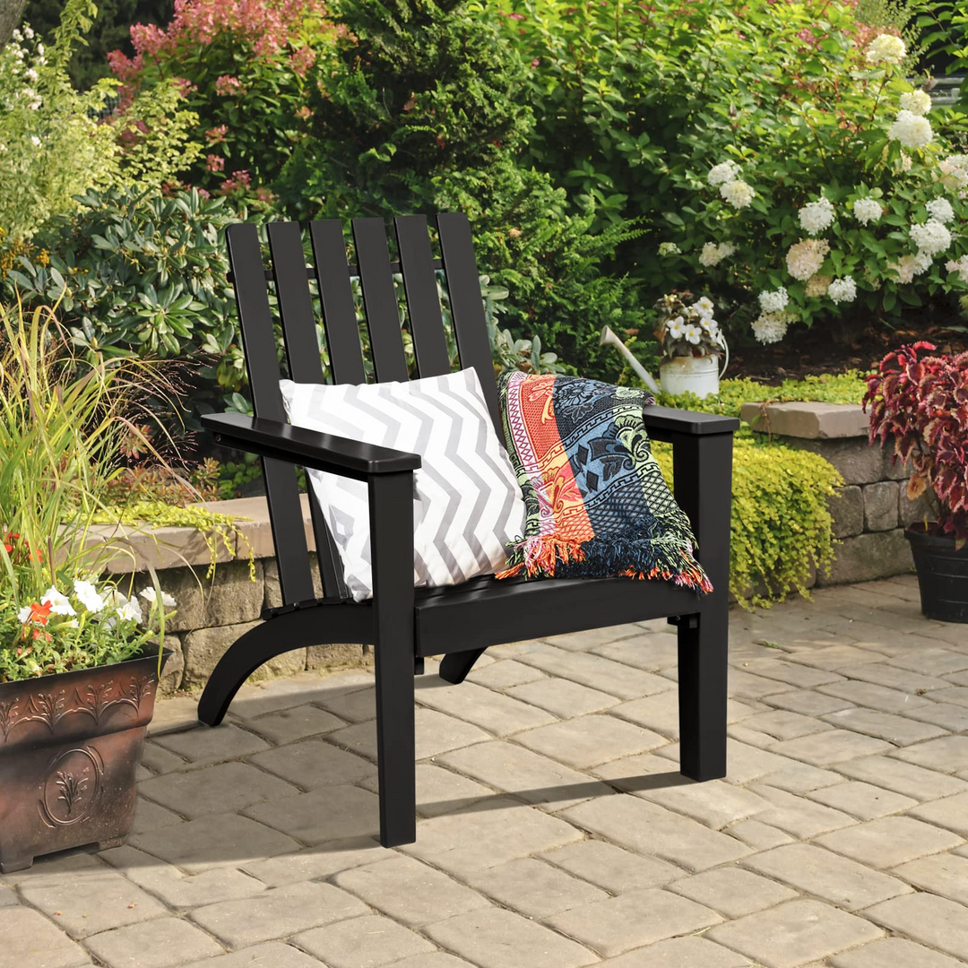 Giantex Wood Adirondack Chair &amp; Side Table Set, Patio Bistro Set with Slatted Design