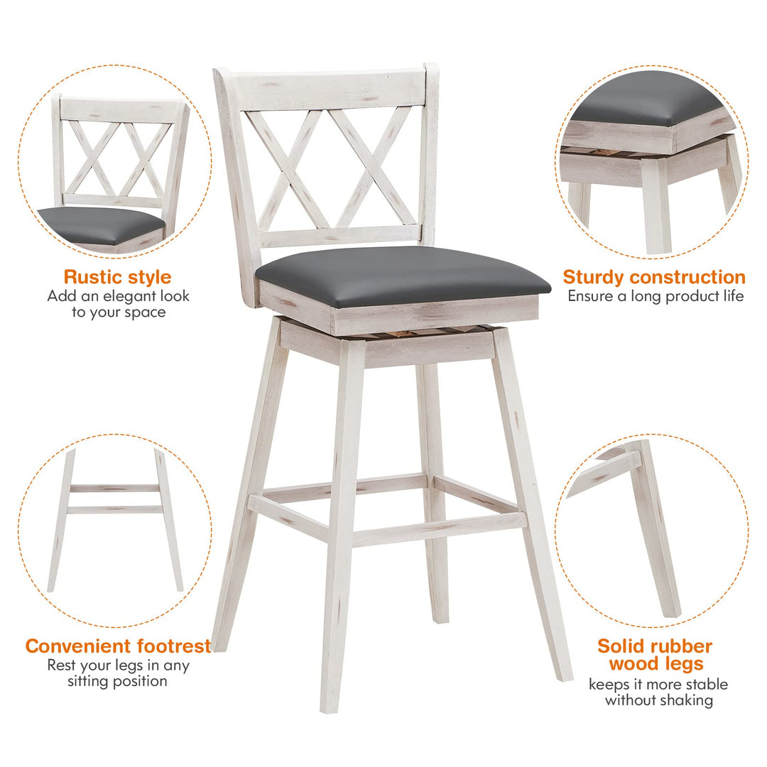 Giantex Bar Stool with Foot Rest Upholstered Cushion &amp; Ergonomic Backrest