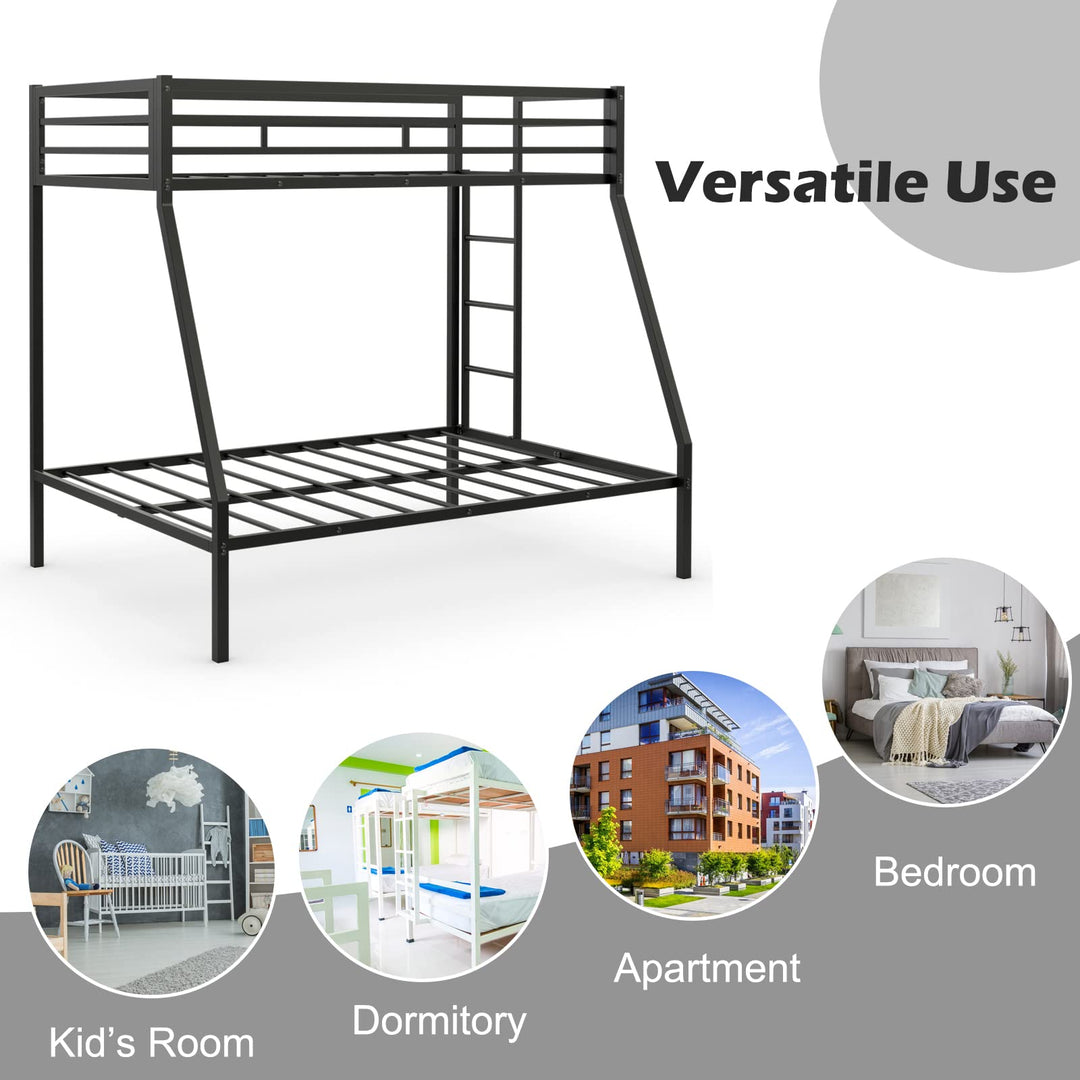 Giantex Metal Bunk Bed, Twin Over Full Size Bed w/ Removable Ladder &amp; Steel Slats Support