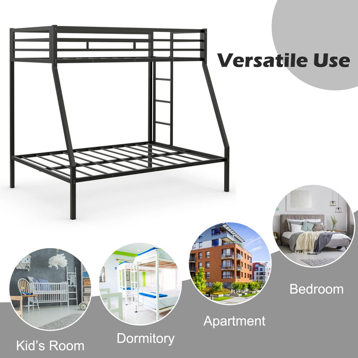 Giantex Metal Bunk Bed, Twin Over Full Size Bed w/ Removable Ladder &amp; Steel Slats Support