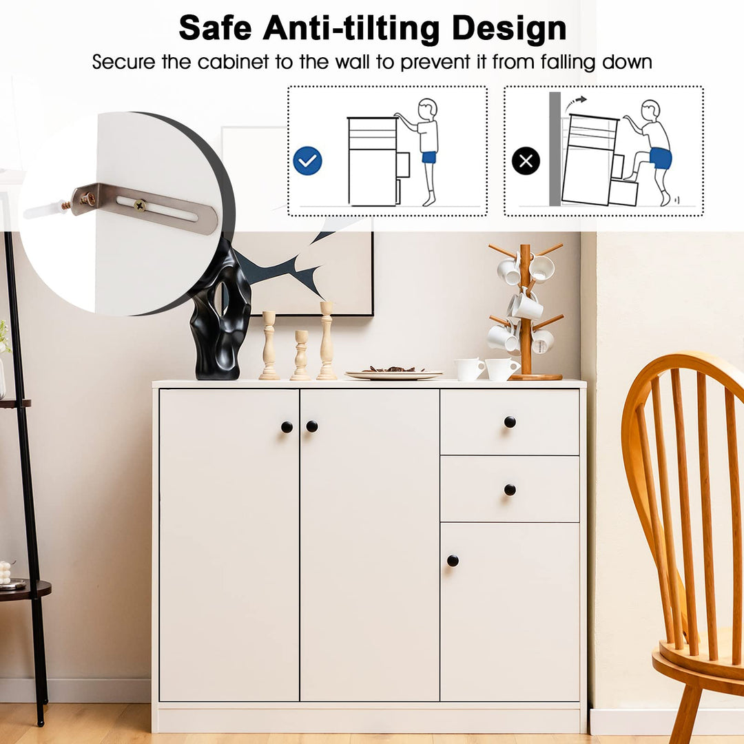 Giantex Buffet Cabinet with Storage - Kitchen Sideboard with 2 Drawers, 3-Door Large &amp; Small Cabinet