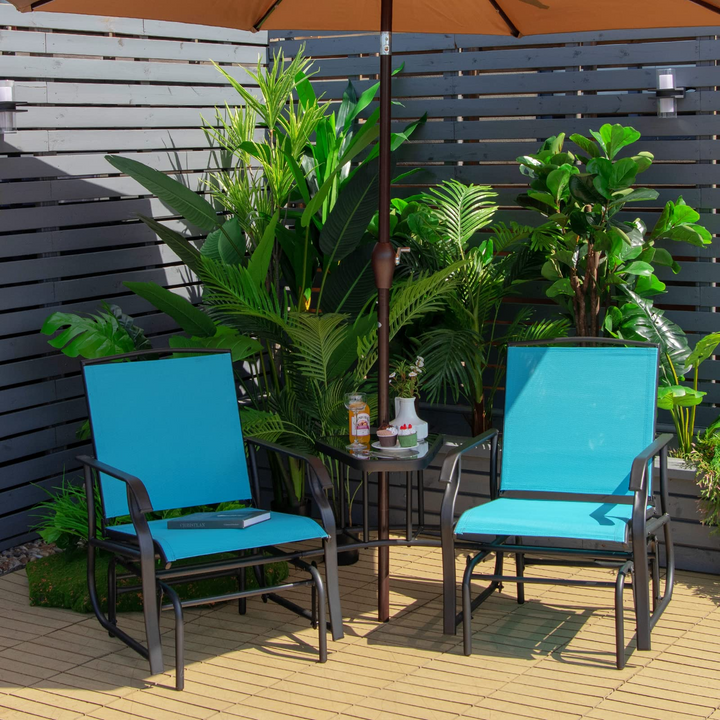 Giantex Outdoor Glider Chairs with Table &amp; Umbrella Hole