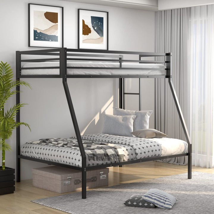 Giantex Metal Bunk Bed, Twin Over Full Size Bed w/ Removable Ladder &amp; Steel Slats Support