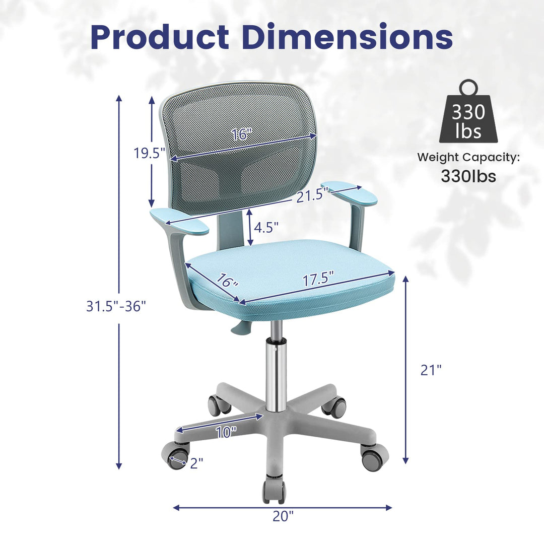 Giantex Ergonomic Home Office Chair, Mesh Low Back Desk Chair, Swivel Computer Chair with Y-Shaped Lumbar Support &amp; Comfy Armrest